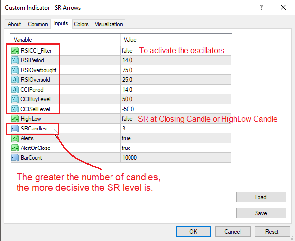 SR Arrows Inputs Settings SR Arrows Inputs Settings