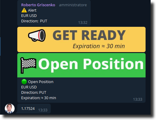 Telegram Demo Room screenshot Signal (Eur/Usd Put 30m)